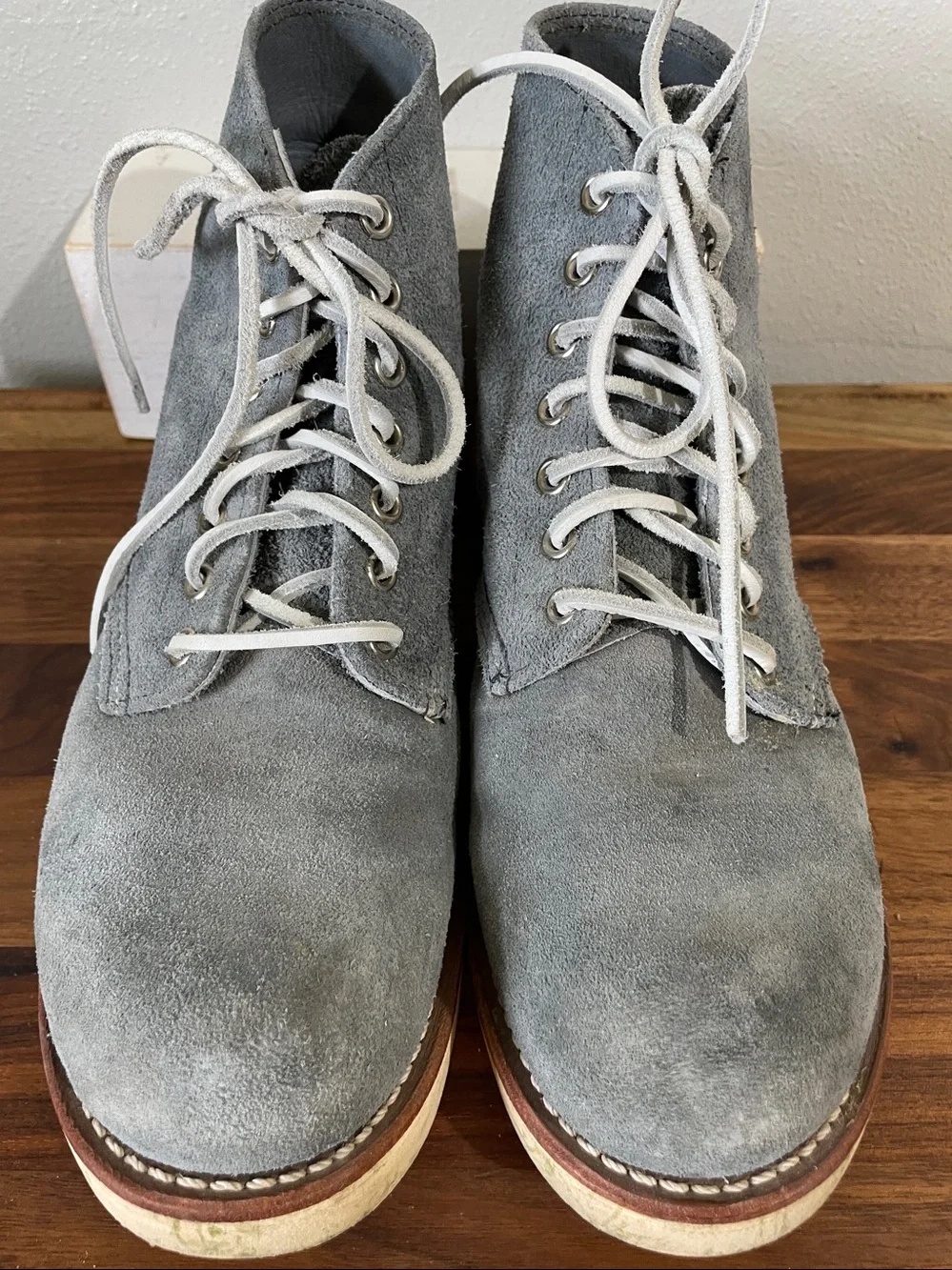 Gray Suede Steel Toe Lace Up Chukka Boots M6.5D Unisex Workwear Red Wing Shoes